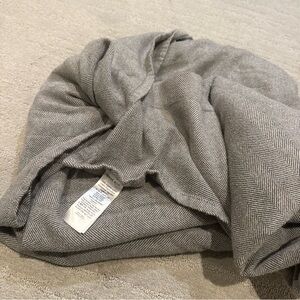 West Elm Herringbone Pattern Bedding Throw in Light Gray and Cream